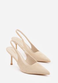 Born2be - Beżowe Sandały na Szpilce z Imitacji Zamszu z Noskiem w Szpic Fyrlenne. Okazja: na co dzień, na spotkanie biznesowe, na ślub cywilny, do pracy, na wesele. Kolor: beżowy. Materiał: zamsz. Sezon: wiosna, lato. Obcas: na szpilce. Styl: casual, biznesowy, elegancki, klasyczny #7