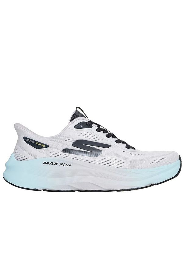 skechers - Buty męskie Skechers Slip-ins: Max Run 221000GYCC - białe. Okazja: na co dzień. Zapięcie: sznurówki. Kolor: biały. Szerokość cholewki: normalna. Wzór: aplikacja. Model: Skechers Sport. Sport: bieganie