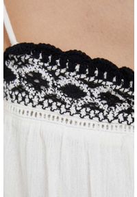 Pepe Jeans top bawełniany Beni kolor biały. Kolor: biały. Materiał: bawełna. Długość rękawa: na ramiączkach. Wzór: haft #4