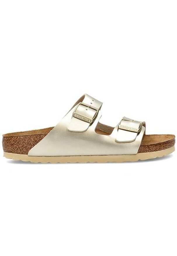 Klapki damskie Birkenstock Arizona. Zapięcie: bez zapięcia. Kolor: żółty. Materiał: materiał. Szerokość cholewki: normalna. Sport: turystyka piesza, pływanie, fitness
