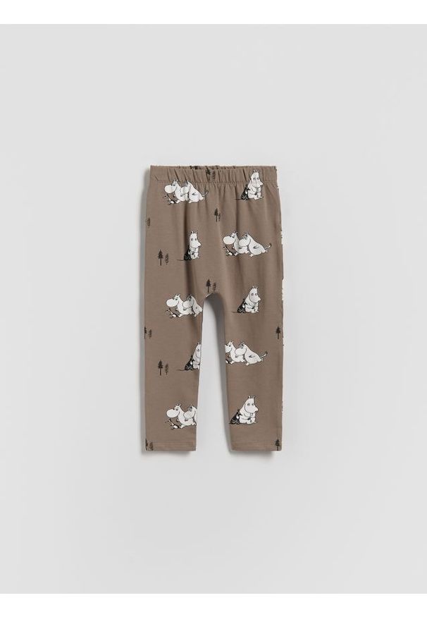 Reserved - Bawełniane legginsy Muminki - ciemnobrązowy. Kolor: brązowy. Materiał: bawełna