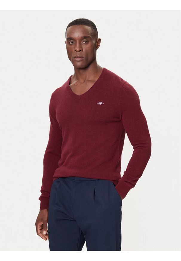 GANT - Gant Sweter 8050274 Czerwony Regular Fit. Kolor: czerwony. Materiał: wełna