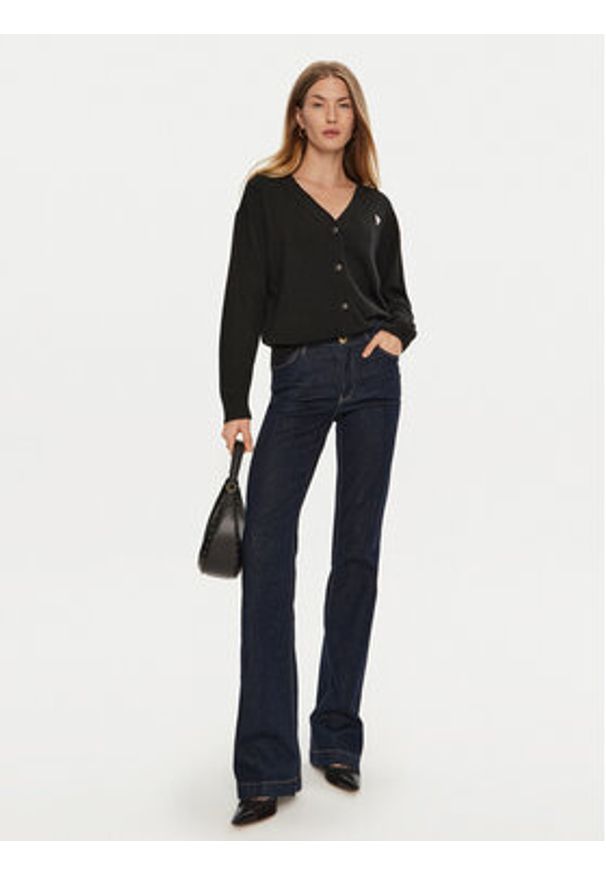 Guess Jeans Kardigan W4BR16 Z3HO2 Czarny Regular Fit. Kolor: czarny. Materiał: syntetyk