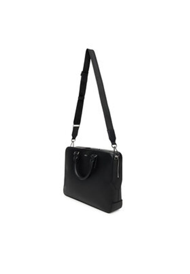 BOSS Torba na laptopa 50548265 Czarny. Kolor: czarny. Materiał: skóra