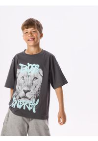 Reserved - Bawełniany t-shirt z nadrukiem - zielony. Kolor: zielony. Materiał: bawełna. Wzór: nadruk #1