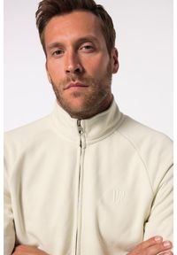 JAY-PI - Męska Bluza dresowa rozpinana fitness stójka do rozm. 7 XL. Typ kołnierza: kołnierzyk stójkowy. Kolekcja: plus size. Kolor: biały. Materiał: materiał, poliester, bawełna. Sport: fitness