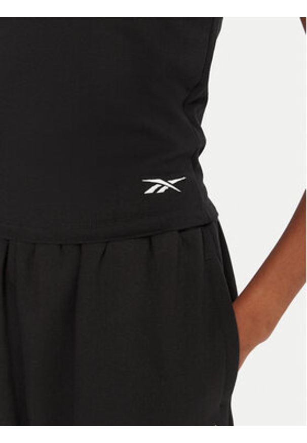 Reebok T-Shirt RK25309CCW Czarny Slim Fit. Kolor: czarny. Materiał: bawełna