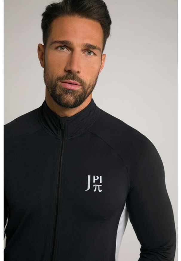 JAY-PI - Męska Rozpinana bluza kolarska Odzież rowerowa stójka długi rękaw. Typ kołnierza: kołnierzyk stójkowy. Kolekcja: plus size. Kolor: czarny. Materiał: elastan, poliester, materiał. Długość rękawa: długi rękaw. Długość: długie. Sport: kolarstwo