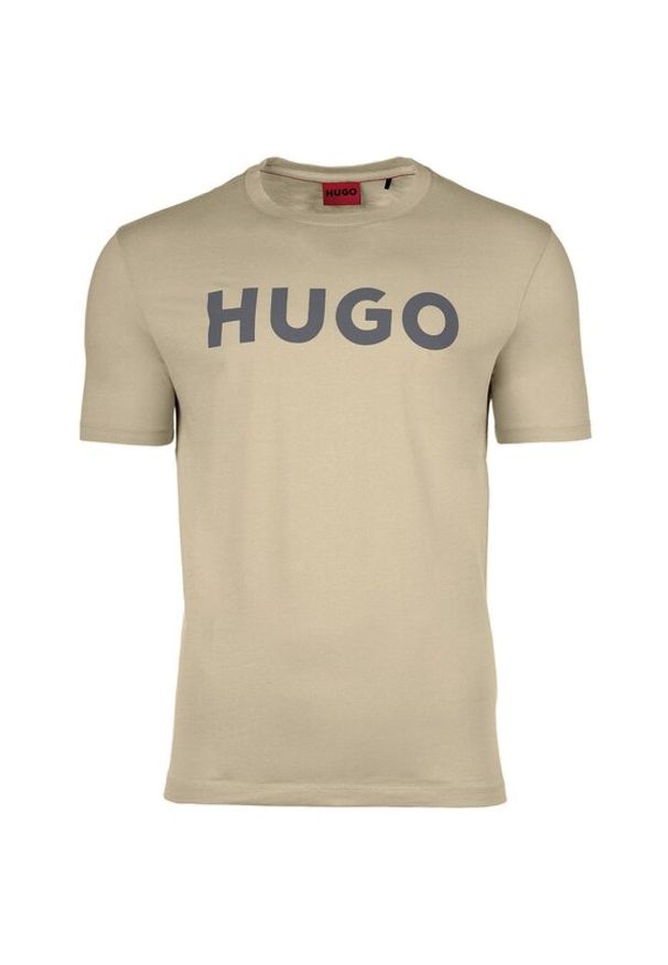 Hugo - HUGO T-Shirt Dulivio 50467556 Beżowy Regular Fit. Kolor: beżowy. Materiał: bawełna