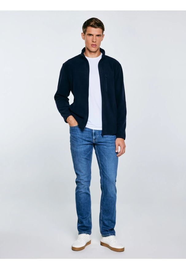 Big-Star - Bluza męska polarowa rozpinana granatowa Malkom 403. Kolor: niebieski. Materiał: polar. Sezon: jesień, lato, zima, wiosna