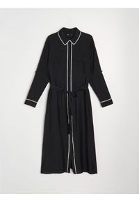 Sinsay - Sukienka midi z paskiem - czarny. Kolor: czarny. Długość: midi #1