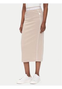 EA7 Emporio Armani Spódnica midi 7W000279 AF12501 U6155 Beżowy Regular Fit. Kolor: beżowy. Materiał: syntetyk