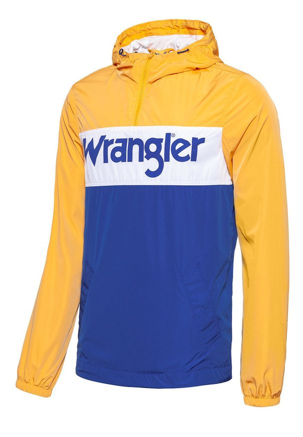 Wrangler - KURTKA WRANGLER PAUL POP-OVER AMBER YELLOW W4706V9UY 112128991. Typ kołnierza: kołnierzyk stójkowy, kaptur. Wzór: nadruk