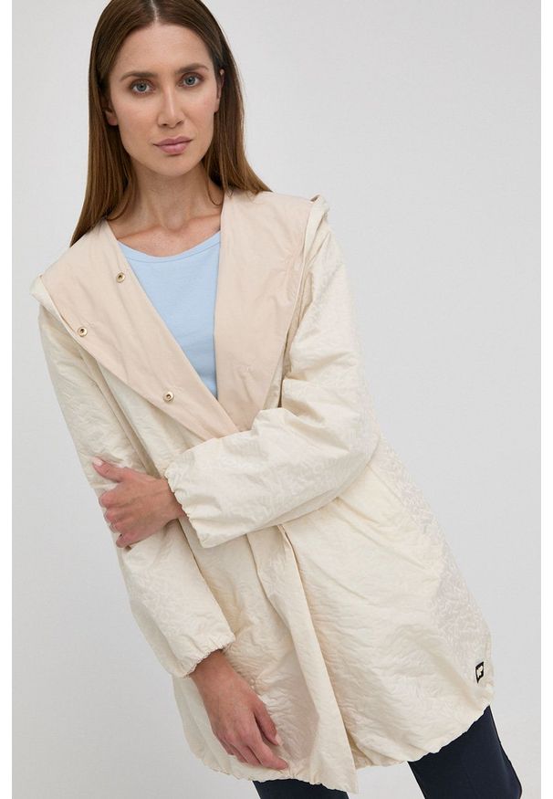 Weekend Max Mara parka dwustronna kolor beżowy przejściowa. Okazja: na co dzień. Typ kołnierza: kaptur. Kolor: beżowy. Styl: casual