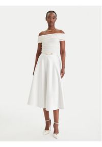Elisabetta Franchi Spódnica midi GO-156-61E2-V320 Biały Regular Fit. Kolor: biały. Materiał: syntetyk #3