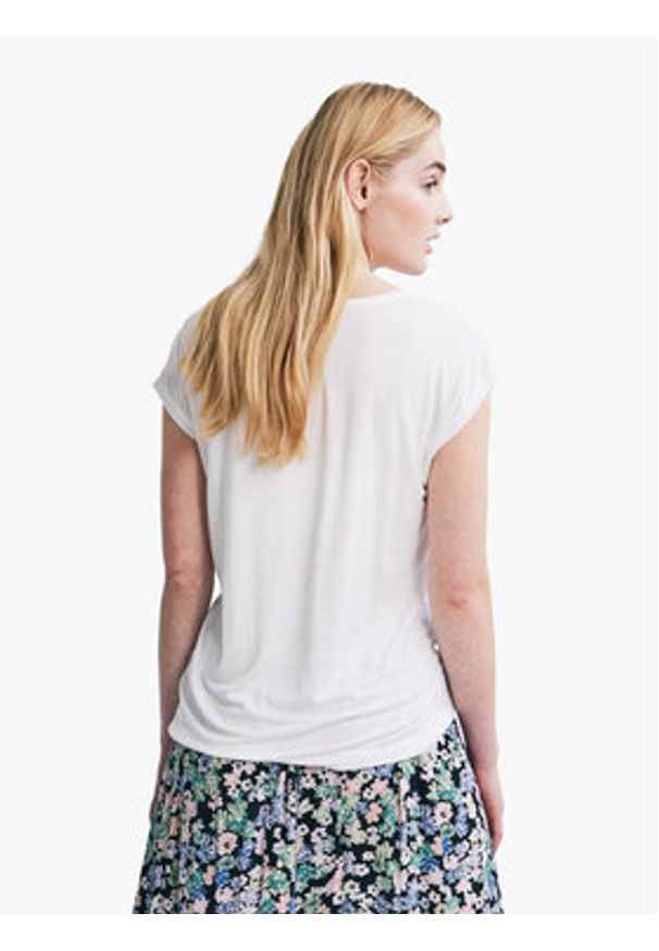 Pieces T-Shirt Billo 17078732 Biały Loose Fit. Kolor: biały. Materiał: wiskoza