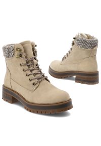 Beżowe Botki Vinceza Modne Buty Damskie. Okazja: na spacer, na co dzień. Zapięcie: sznurówki. Kolor: beżowy. Materiał: dzianina, materiał. Sezon: zima, jesień. Styl: casual, elegancki #8