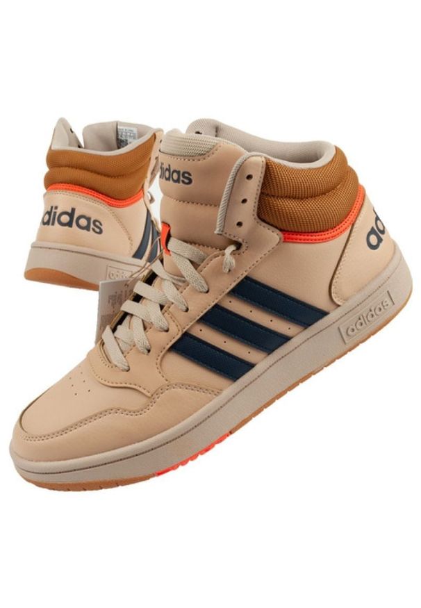 Adidas - Buty adidas Hoops 3.0 M GX9608 beżowy. Zapięcie: pasek. Kolor: beżowy. Materiał: guma. Szerokość cholewki: normalna. Wzór: aplikacja, paski