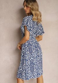 Renee - Granatowa Sukienka z Kopertowym Dekoltem z Włókna Bambusowego Doremia. Kolor: niebieski. Materiał: włókno. Sezon: lato. Typ sukienki: kopertowe #2
