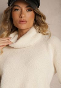 Renee - Beżowy Casualowy Golf z Kaszmirem Edionis. Okazja: na co dzień. Typ kołnierza: golf. Kolor: beżowy. Materiał: kaszmir. Styl: casual #5