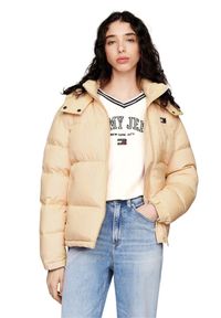 Tommy Jeans - TOMMY JEANS Żółta pikowana damska kurtka, Rozmiar M. Kolor: żółty. Materiał: poliester. Długość rękawa: długi rękaw. Długość: długie. Styl: elegancki #2