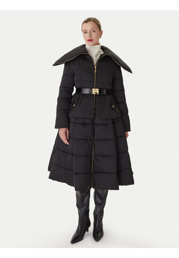 Elisabetta Franchi Płaszcz zimowy PI-86Z-56E2-V790 Czarny Regular Fit. Kolor: czarny. Materiał: syntetyk. Sezon: zima