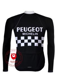 REDTED - Koszulka rowerowa Peugeot Vintage — CZERWONY — czarny. Kolor: biały, wielokolorowy, czarny. Materiał: poliester. Sport: kolarstwo
