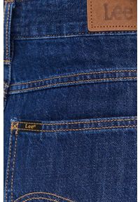 Lee Szorty jeansowe damskie kolor granatowy gładkie high waist. Okazja: na co dzień. Stan: podwyższony. Kolor: niebieski. Materiał: jeans. Wzór: gładki. Styl: casual