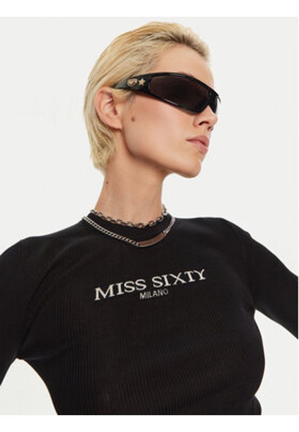 Miss Sixty Sweter 6L4RJ4340000 Czarny Slim Fit. Kolor: czarny. Materiał: jedwab