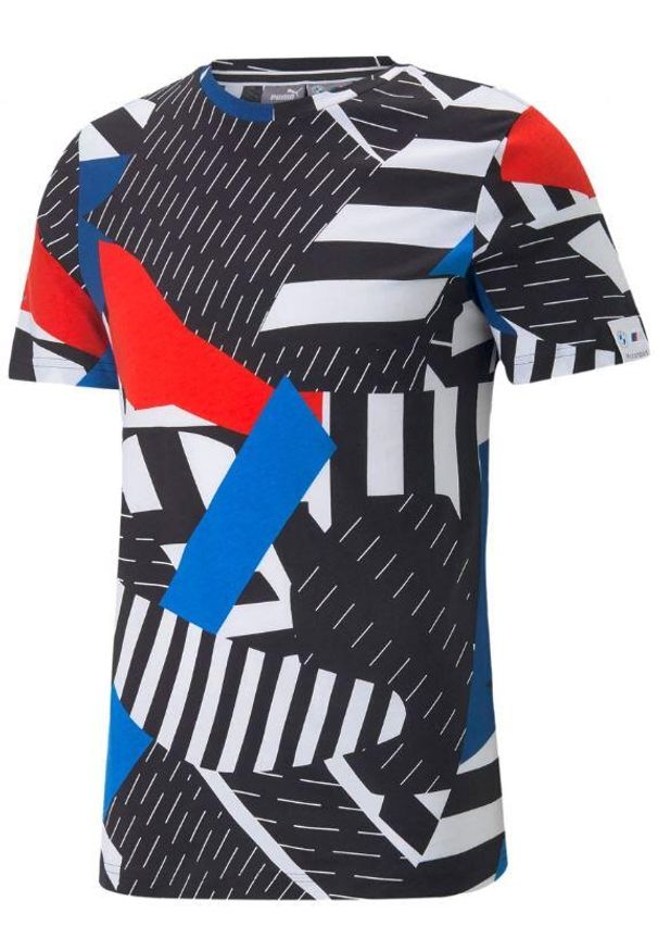 Dziecięca koszulka Puma BMW MMS AOP - Sportowa i Stylowa. Typ kołnierza: polo. Kolor: niebieski, czerwony, wielokolorowy, fioletowy. Materiał: bawełna. Styl: elegancki, sportowy