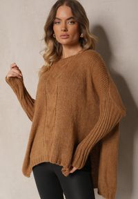 Renee - Brązowy Sweter Wełniany Oversize Assa. Kolor: brązowy. Materiał: wełna