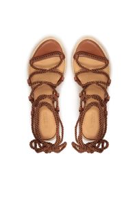 Kazar - Brązowe sandały na koturnie z jutowym sznurkiem. Kolor: brązowy. Materiał: tkanina. Wzór: ze splotem. Sezon: lato. Obcas: na koturnie. Styl: wakacyjny, klasyczny #4