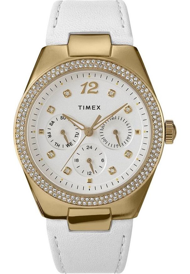 Zegarek Timex Zegarek damski Timex TW2V80500 CYRKONIE biały. Kolor: biały