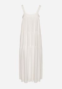 Born2be - Biała Sukienka o Rozkloszowanym Kroju z Wiązaniem z Tyłu Savinelle. Okazja: na imprezę, na co dzień. Kolor: biały. Styl: casual, elegancki #4