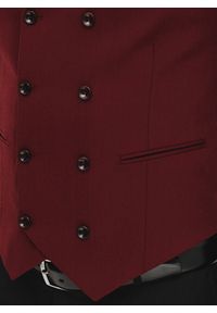 Pako Lorente - PAKO LORENTE - Bordowa dwurzędowa kamizelka męska. Kolor: czerwony. Materiał: poliester, wełna, elastan, wiskoza. Styl: elegancki, młodzieżowy #5