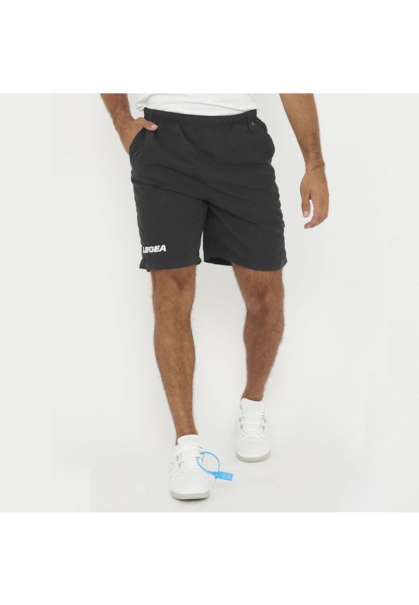 LEGEA - Sportowe bermudy męskie OLIMPIA czarne. Kolor: czarny. Materiał: materiał. Długość: krótkie. Sezon: lato