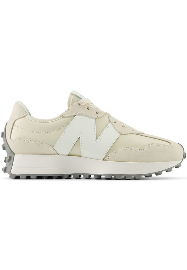 Buty damskie New Balance WS327MO – beżowe. Okazja: na co dzień. Kolor: beżowy. Materiał: dresówka, skóra, zamsz, guma, materiał. Szerokość cholewki: normalna. Sezon: wiosna