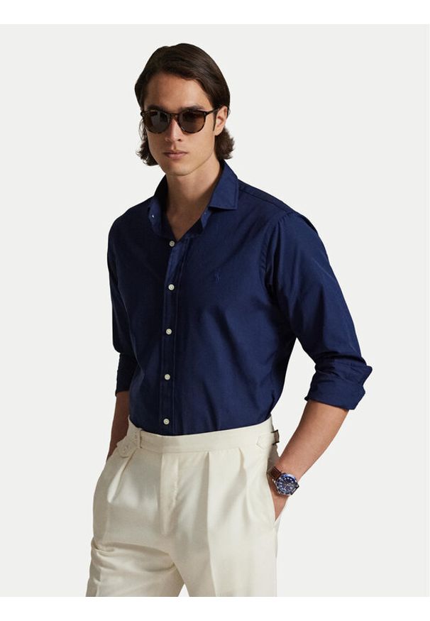 Polo Ralph Lauren Koszula 710P01396003 Granatowy Custom Fit. Typ kołnierza: polo. Kolor: niebieski. Materiał: bawełna