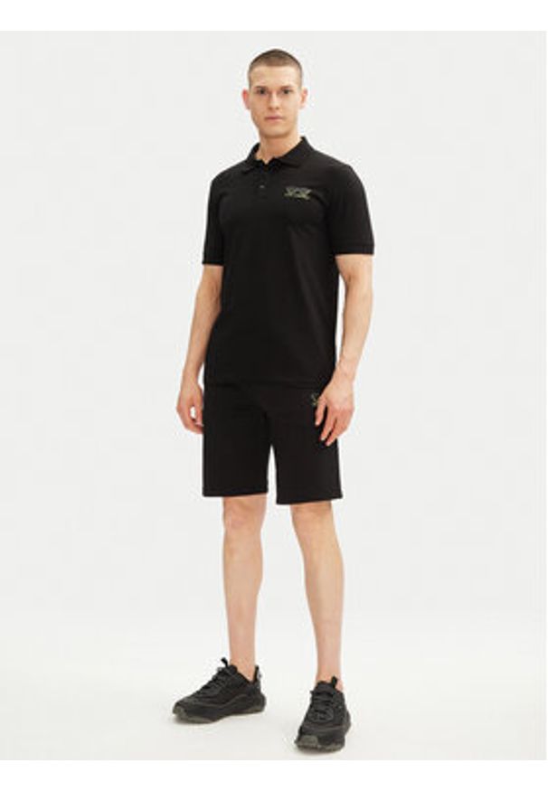Karl Lagerfeld - KARL LAGERFELD Polo 745400 552235 Czarny Slim Fit. Typ kołnierza: polo. Kolor: czarny. Materiał: bawełna