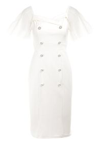 Born2be - Biała Sukienka z Bawełny Oreina. Kolor: biały. Materiał: bawełna. Styl: elegancki, wizytowy. Długość: mini #6