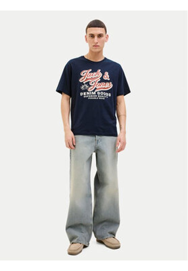 Jack & Jones T-Shirt Logo 12279535 Granatowy Standard Fit. Kolor: niebieski. Materiał: bawełna