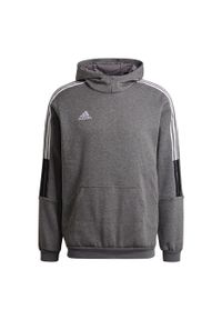 Adidas - Bluza piłkarska męska adidas Tiro 21 Sweat Hoody. Kolor: biały, wielokolorowy, szary. Materiał: bawełna, poliester. Sport: piłka nożna