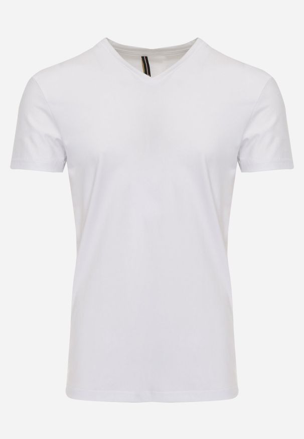 Born2be - Biała Koszulka T-shirt z Bawełny z Dekoltem w Serek Rionisse. Okazja: do domu, do pracy. Typ kołnierza: dekolt w serek. Kolor: biały. Materiał: bawełna. Styl: elegancki, klasyczny