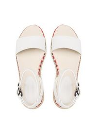 TOMMY HILFIGER - Tommy Hilfiger Espadryle Low Wedge Sandal FW0FW07080 Biały. Kolor: biały. Materiał: skóra #4