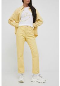 Levi's® - Levi's jeansy 501 CROP damskie high waist. Okazja: na spotkanie biznesowe. Stan: podwyższony. Kolor: żółty. Styl: biznesowy