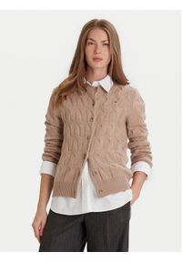 TOMMY HILFIGER - Tommy Hilfiger Kardigan WW0WW47463 Beżowy Regular Fit. Kolor: beżowy. Materiał: wełna