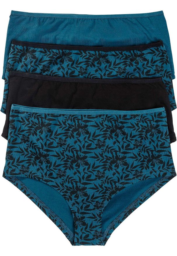 bonprix - Figi maxi panty z bawełny organicznej (4 pary). Kolor: czarny. Materiał: bawełna