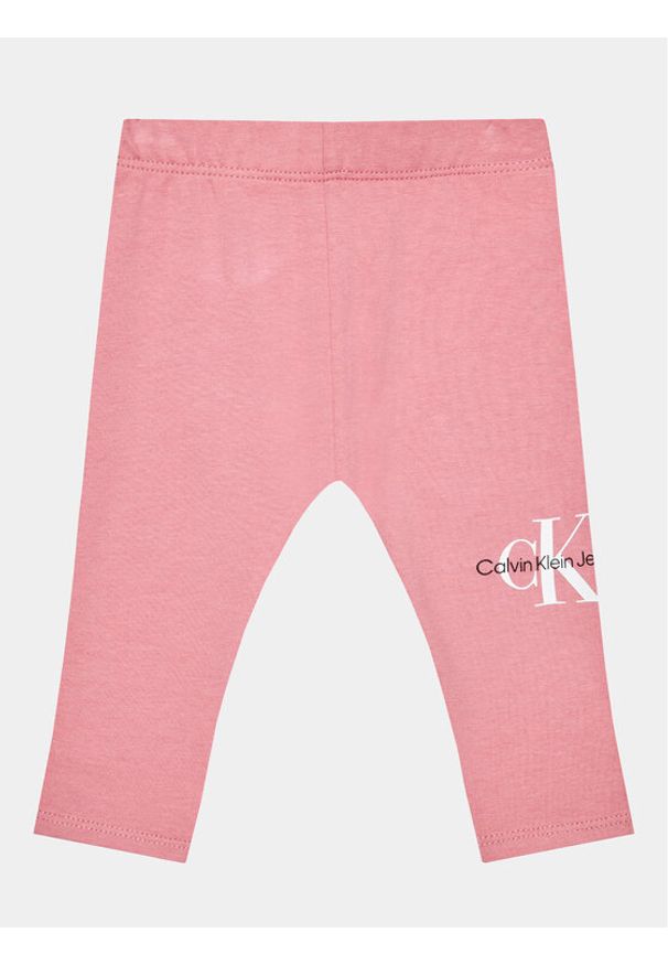 Legginsy Calvin Klein Jeans. Kolor: różowy. Materiał: bawełna
