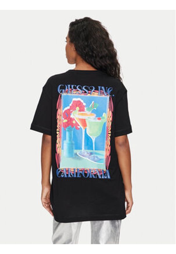 Guess T-Shirt W4GI19 JA914 Czarny Regular Fit. Kolor: czarny. Materiał: bawełna