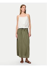 Pieces Spódnica midi Pia 17151888 Zielony Regular Fit. Kolor: zielony. Materiał: wiskoza, len #4